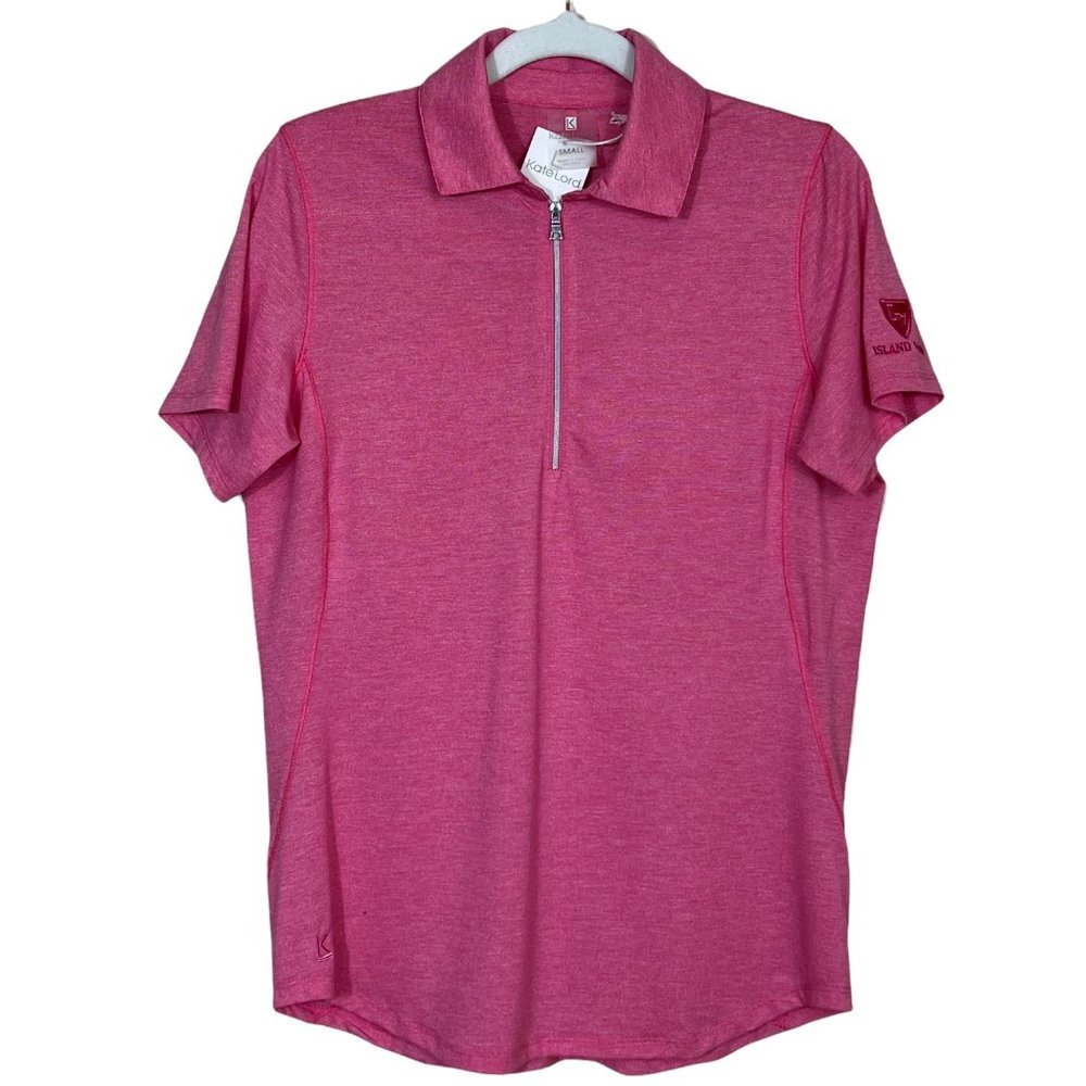 Kate Lord Sade Golf Polo Passion Heather Women’s Small Island View CC‎ Logo